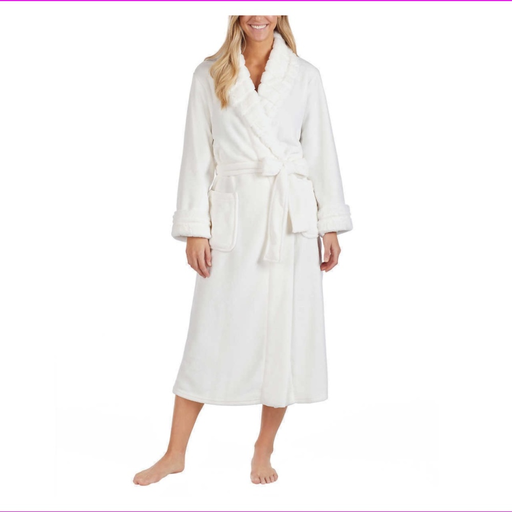 Carole Hochman Plush Wrap Robe Ivory Luxury Soft S - Picture 3 of 8